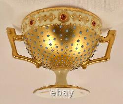 Donath Dresden Sherbet Cup & Saucer, Raised Enamel Jewels, Elaborate Gilding, Co