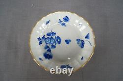 Dr Wall Worcester Hand Painted Blue Floral & Gold Coffee Cup & Saucer C1755-1775