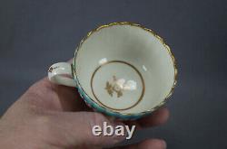 Dr Wall Worcester Turquoise Enamel & Gold Fluted Tea Cup & Saucer C. 1755-1783 C