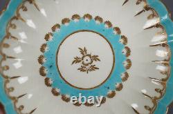 Dr Wall Worcester Turquoise Enamel & Gold Fluted Tea Cup & Saucer C. 1755-1783 C