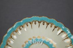 Dr Wall Worcester Turquoise Enamel & Gold Fluted Tea Cup & Saucer C. 1755-1783 C