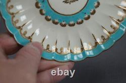 Dr Wall Worcester Turquoise Enamel & Gold Fluted Tea Cup & Saucer C. 1755-1783 C