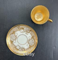 Dresden Ambrosius Lamm Gold Gilded Watteau Subject Demitasse Cup And Saucer Set