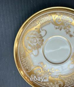 Dresden Ambrosius Lamm Gold Gilded Watteau Subject Demitasse Cup And Saucer Set