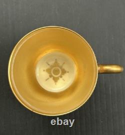 Dresden Ambrosius Lamm Gold Gilded Watteau Subject Demitasse Cup And Saucer Set