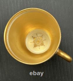 Dresden Ambrosius Lamm Gold Gilded Watteau Subject Demitasse Cup And Saucer Set