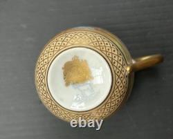Dresden Ambrosius Lamm Gold Gilded Watteau Subject Demitasse Cup And Saucer Set