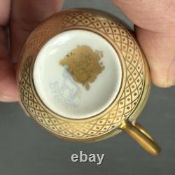Dresden Ambrosius Lamm Gold Gilded Watteau Subject Demitasse Cup And Saucer Set