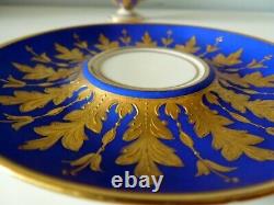 Dresden Cup Saucer Footed Hutschenreuther Royal Blue Gold Fancy Raised Acantus