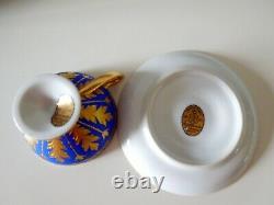 Dresden Cup Saucer Footed Hutschenreuther Royal Blue Gold Fancy Raised Acantus
