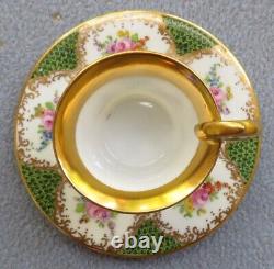 Dresden Demitasse Cup & Saucer Pink Roses With Gold Accents