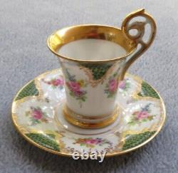 Dresden Demitasse Cup & Saucer Pink Roses With Gold Accents