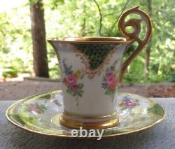 Dresden Demitasse Cup & Saucer Pink Roses With Gold Accents