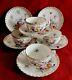 Dresden Floral Pttrn Gold Accents Fluted 4 Cups 6 Saucers Franziska Hirsch Antq