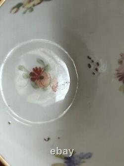 Dresden Floral Pttrn Gold Accents Fluted 4 Cups 6 Saucers Franziska Hirsch Antq