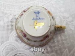 Dresden Hirsch Rare Back Stamp Cup & Saucer Hand Painted Pink White Gold Germany