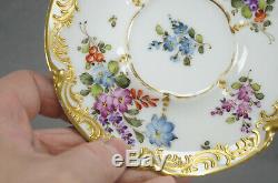 Dresden Style Eugene Clauss Paris Hand Painted Floral & Gold Tea Cup & Saucer B