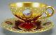 Es Prussia Hand Painted Landscape Red Heavy Gold Turquoise Jeweled Cup & Saucer