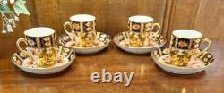 EXC. ANTIQUE Davenport 2614 IMARI SET of 4 Demitasse COFFEE CUPS & SAUCERS