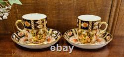 EXC. ANTIQUE Davenport 2614 IMARI SET of 4 Demitasse COFFEE CUPS & SAUCERS