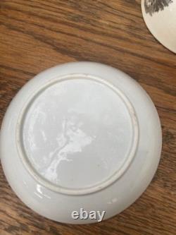 Early 19thC Bat Printed Transfer Ware Cups and Saucers With Gold Lustre Rims