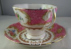 Eight Royal Albert Lady Carlyle Tea Cup & Saucer Sets Pink Floral Gold Trim