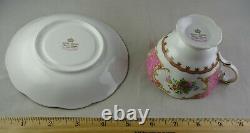 Eight Royal Albert Lady Carlyle Tea Cup & Saucer Sets Pink Floral Gold Trim