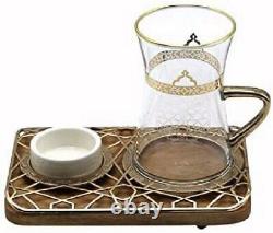 Elegant 19 Pc Modern Ottoman Style Turkish Tea Set (Antique Gold)