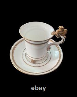 Elegant White & Gold Spode/hammersley Griffin 3 Toed Footed Cup & Saucer Mint