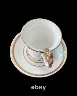 Elegant White & Gold Spode/hammersley Griffin 3 Toed Footed Cup & Saucer Mint