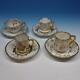 Elite Limoges China 4 Demitasse Cups And Saucers 1 Portrait, 3 Flower & Gold
