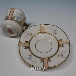 Elite Limoges China 4 Demitasse Cups and Saucers 1 Portrait, 3 Flower & Gold