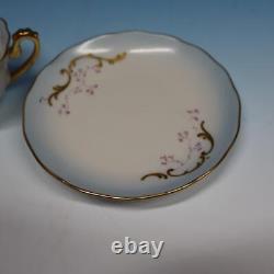 Elite Limoges China 4 Demitasse Cups and Saucers 1 Portrait, 3 Flower & Gold