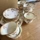 Elizabethan Porcelain Floral Coffee Cup & Saucer Set White Pink Roses Gold Trim