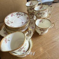 Elizabethan Porcelain Floral Coffee Cup & Saucer Set White Pink Roses Gold Trim