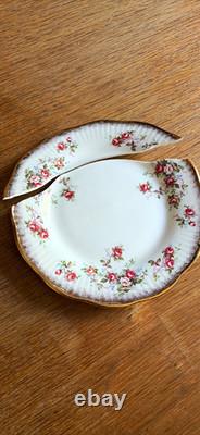 Elizabethan Porcelain Floral Coffee Cup & Saucer Set White Pink Roses Gold Trim