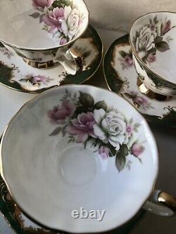 Elizabethan Vintage Fine Bone China Floral Roses Set Of 3 Cups & Saucers VGC