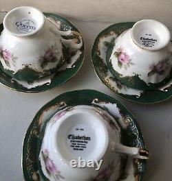 Elizabethan Vintage Fine Bone China Floral Roses Set Of 3 Cups & Saucers VGC