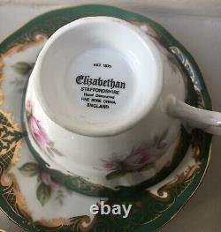 Elizabethan Vintage Fine Bone China Floral Roses Set Of 3 Cups & Saucers VGC