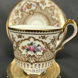 English Cauldon For Tiffany & Co NY Hand Painted Roses & Gold Cup & Saucer V407