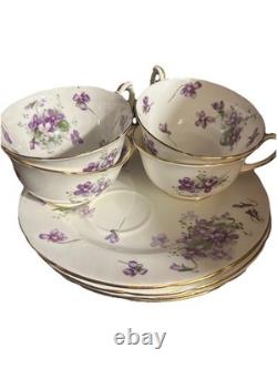 English Fine Bone China Tea Cups and Saucers Vintage Hammersly & Co Violets Gold