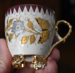 Estate Demitasse Cup & Saucer #9 Early 1900s Aesthetic Movement Floral Butterfly