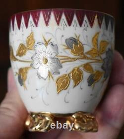 Estate Demitasse Cup & Saucer #9 Early 1900s Aesthetic Movement Floral Butterfly