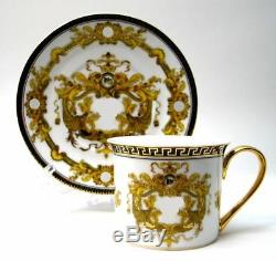 Euro Porcelain 16-Pc White Dining Set, 24K Gold Greek Key Bone China