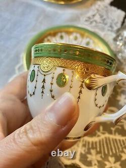 Excellent Minton Raised Gold Dot Tea Cup Saucer Duo Handle