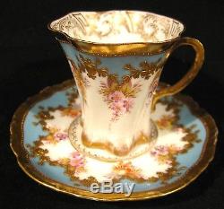 Exquisite Antique Donath Co Dresden Baroque Cabinet Demitasse Cup & Saucer Gold