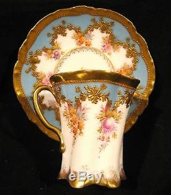 Exquisite Antique Donath Co Dresden Baroque Cabinet Demitasse Cup & Saucer Gold