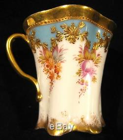 Exquisite Antique Donath Co Dresden Baroque Cabinet Demitasse Cup & Saucer Gold
