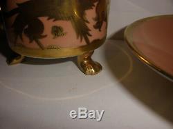 Exquisite Antique Rosenthal with lion claw feet cup & saucer gold hand painted