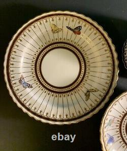 Extremely Rare 19th C Mintons Butterfly Cup saucer Plate Trio Painted Gold